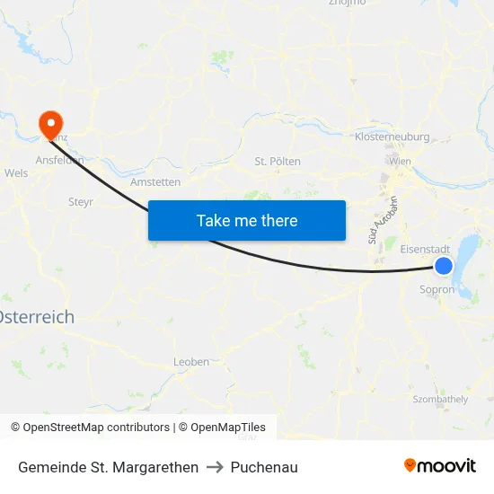 Gemeinde St. Margarethen to Puchenau map