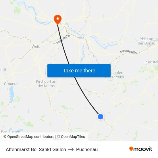 Altenmarkt Bei Sankt Gallen to Puchenau map