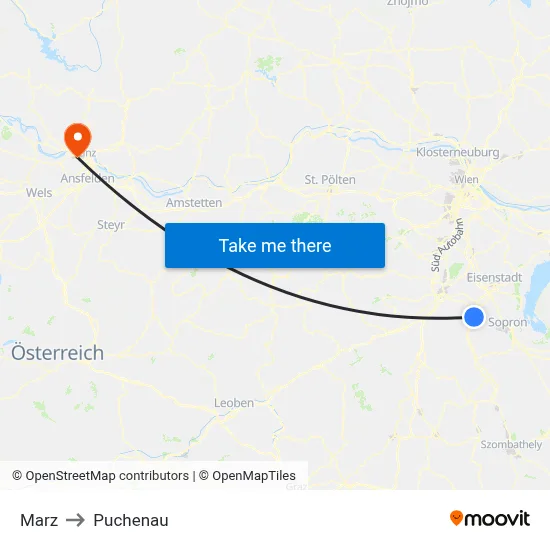 Marz to Puchenau map