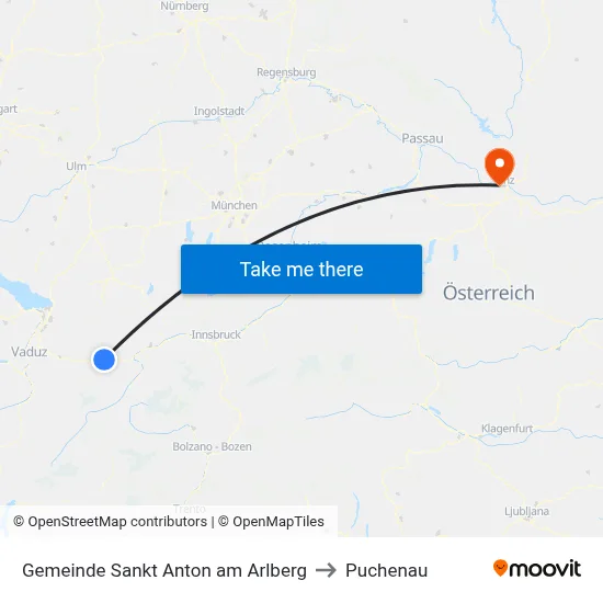 Gemeinde Sankt Anton am Arlberg to Puchenau map