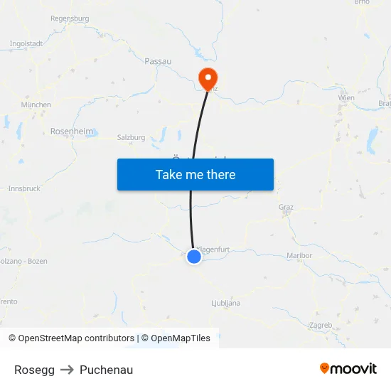 Rosegg to Puchenau map