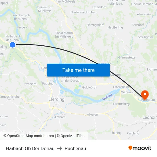 Haibach Ob Der Donau to Puchenau map