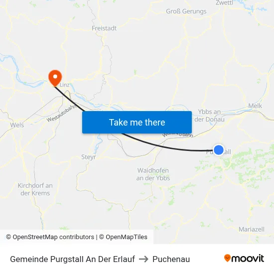 Gemeinde Purgstall An Der Erlauf to Puchenau map