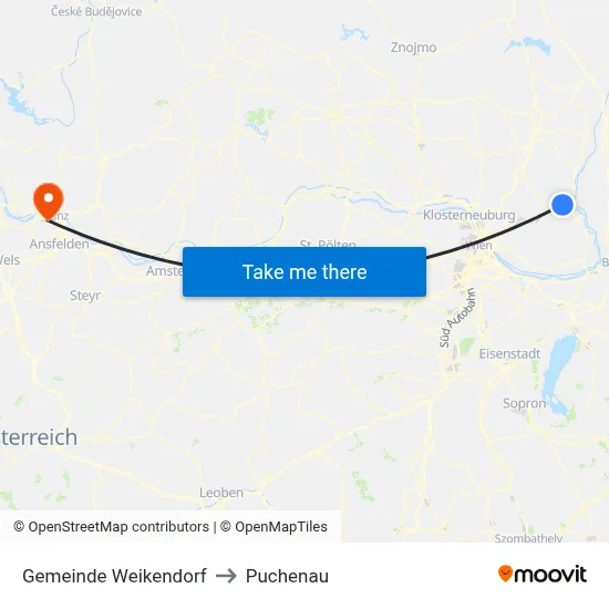 Gemeinde Weikendorf to Puchenau map
