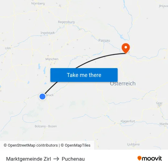 Marktgemeinde Zirl to Puchenau map