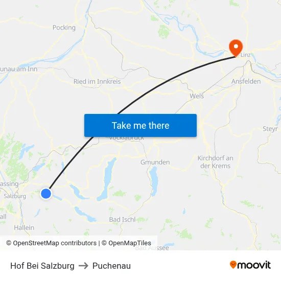 Hof Bei Salzburg to Puchenau map