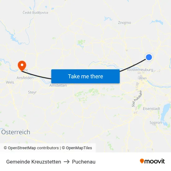 Gemeinde Kreuzstetten to Puchenau map