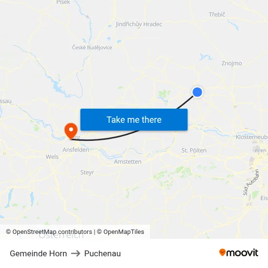Gemeinde Horn to Puchenau map