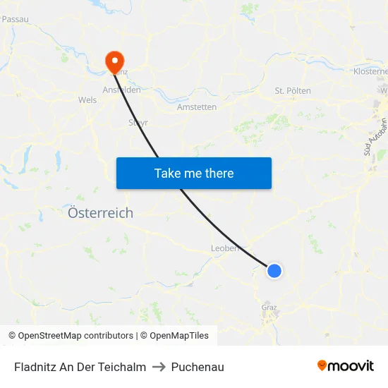 Fladnitz An Der Teichalm to Puchenau map