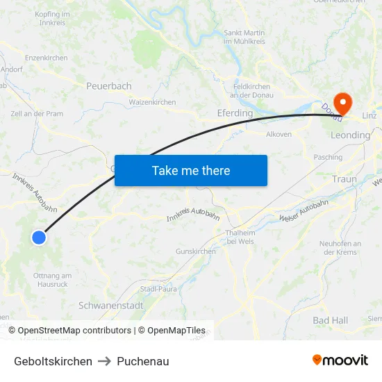 Geboltskirchen to Puchenau map