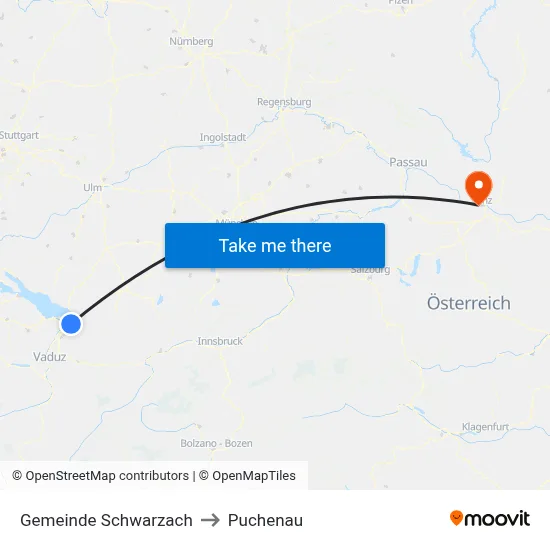 Gemeinde Schwarzach to Puchenau map