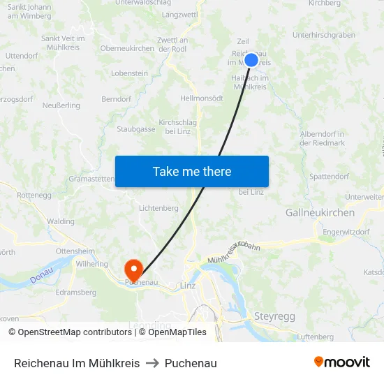 Reichenau Im Mühlkreis to Puchenau map