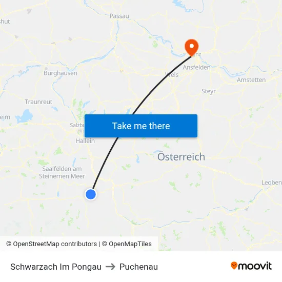 Schwarzach Im Pongau to Puchenau map