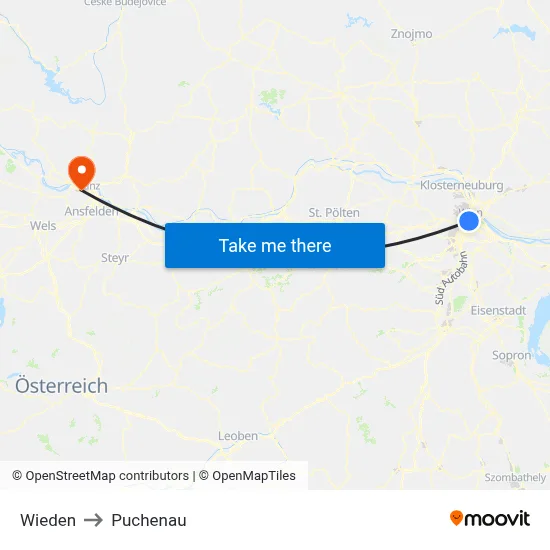 Wieden to Puchenau map