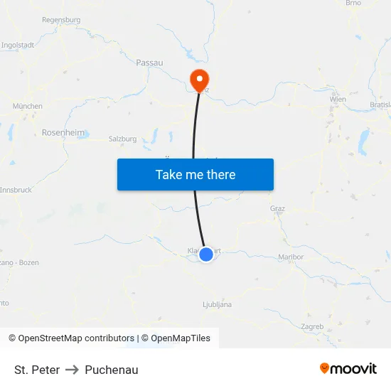 St. Peter to Puchenau map