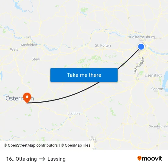16., Ottakring to Lassing map