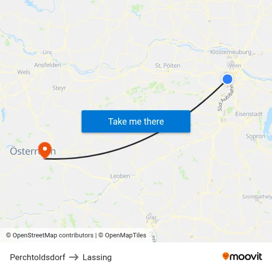 Perchtoldsdorf to Lassing map