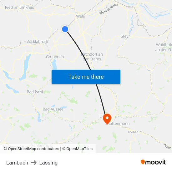 Lambach to Lassing map