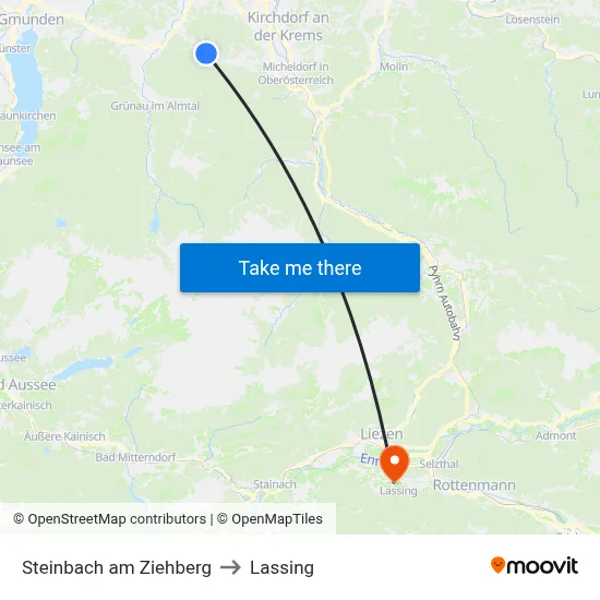 Steinbach am Ziehberg to Lassing map