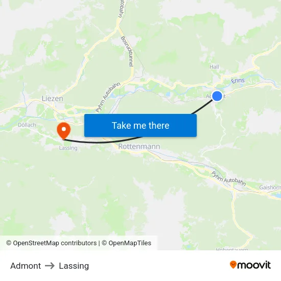 Admont to Lassing map
