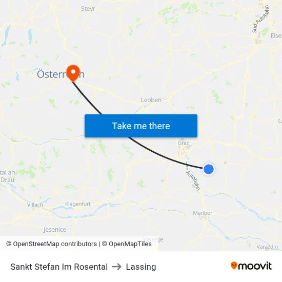 Sankt Stefan Im Rosental to Lassing map