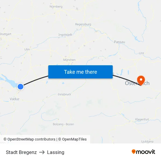 Stadt Bregenz to Lassing map