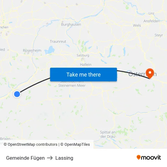 Gemeinde Fügen to Lassing map