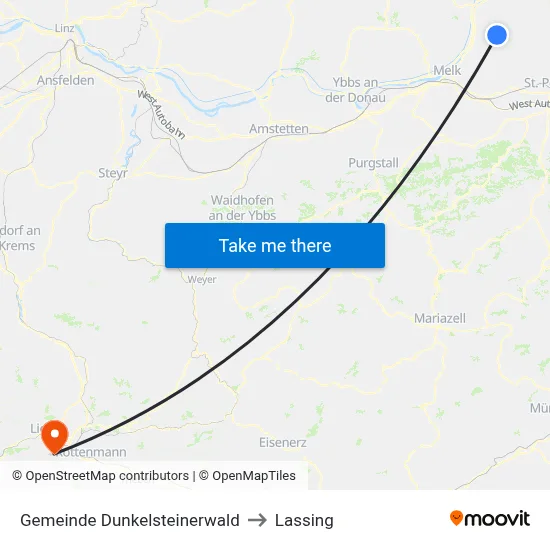 Gemeinde Dunkelsteinerwald to Lassing map