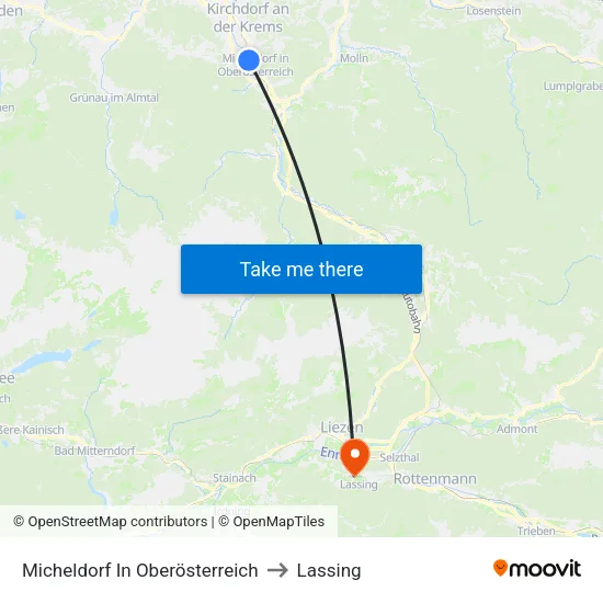 Micheldorf In Oberösterreich to Lassing map