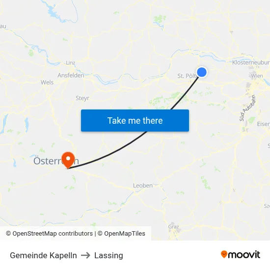 Gemeinde Kapelln to Lassing map