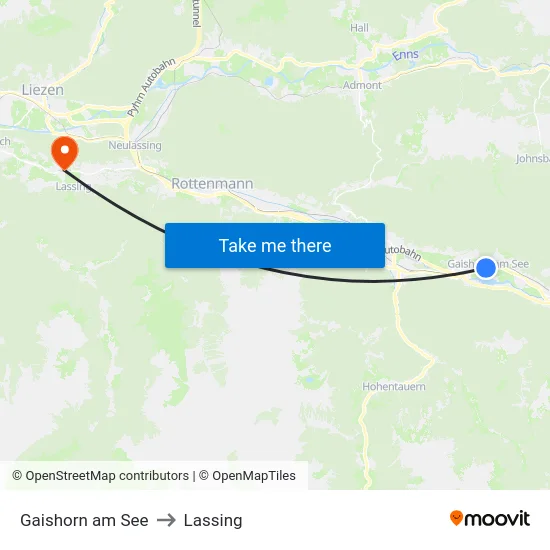 Gaishorn am See to Lassing map