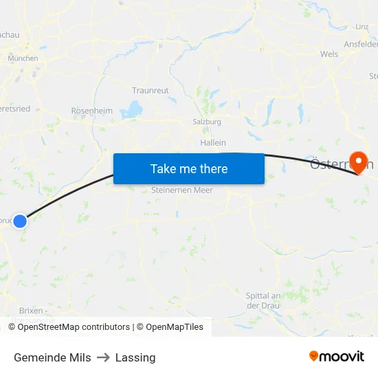 Gemeinde Mils to Lassing map