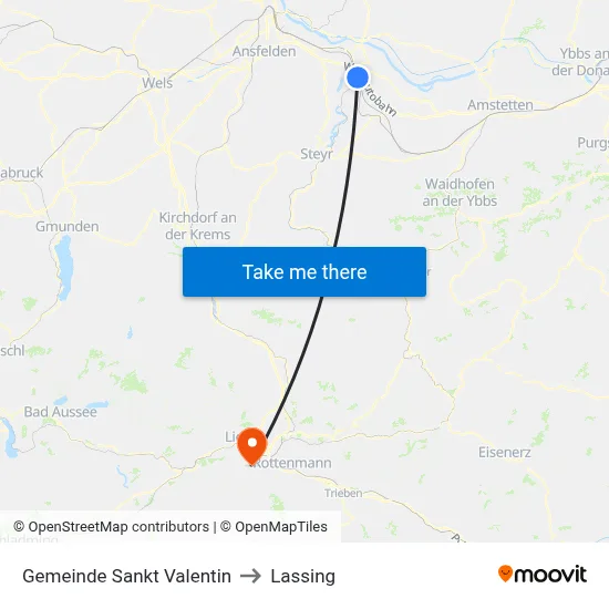 Gemeinde Sankt Valentin to Lassing map