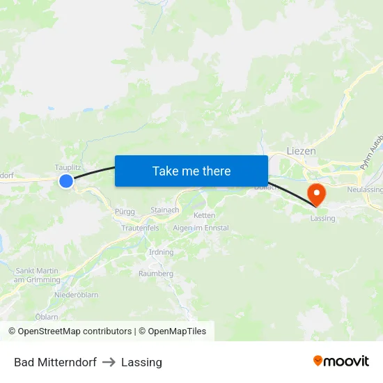 Bad Mitterndorf to Lassing map