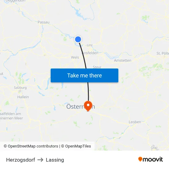 Herzogsdorf to Lassing map