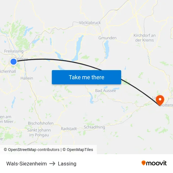 Wals-Siezenheim to Lassing map