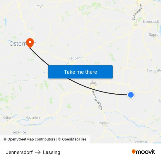 Jennersdorf to Lassing map