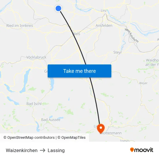 Waizenkirchen to Lassing map