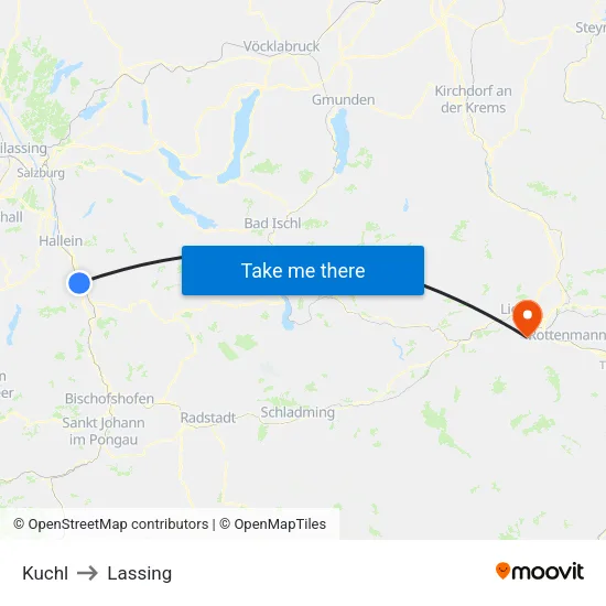 Kuchl to Lassing map