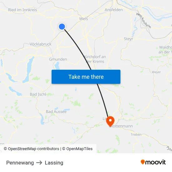 Pennewang to Lassing map