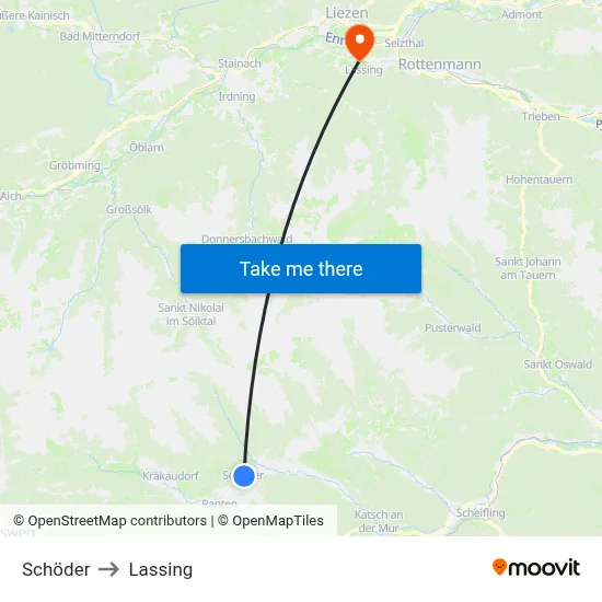 Schöder to Lassing map