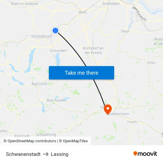 Schwanenstadt to Lassing map