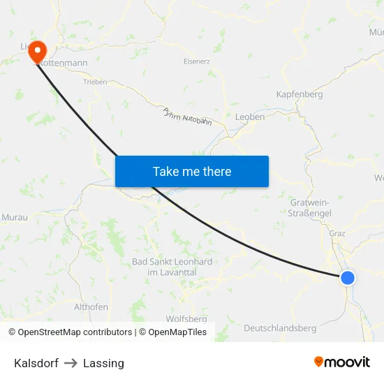 Kalsdorf to Lassing map