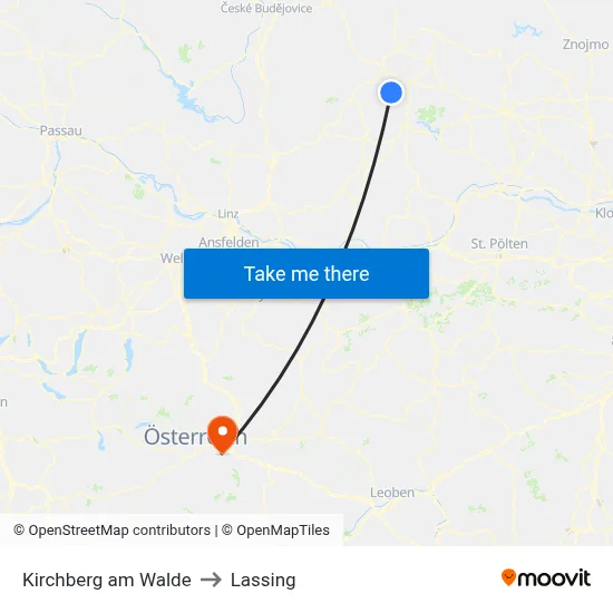 Kirchberg am Walde to Lassing map