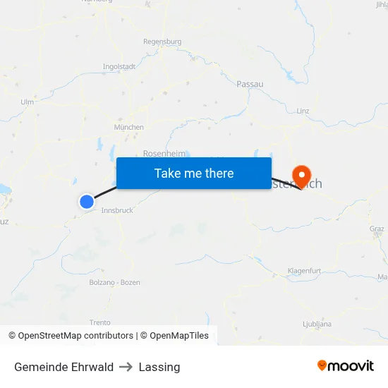 Gemeinde Ehrwald to Lassing map