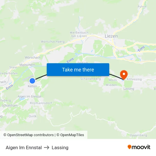 Aigen Im Ennstal to Lassing map