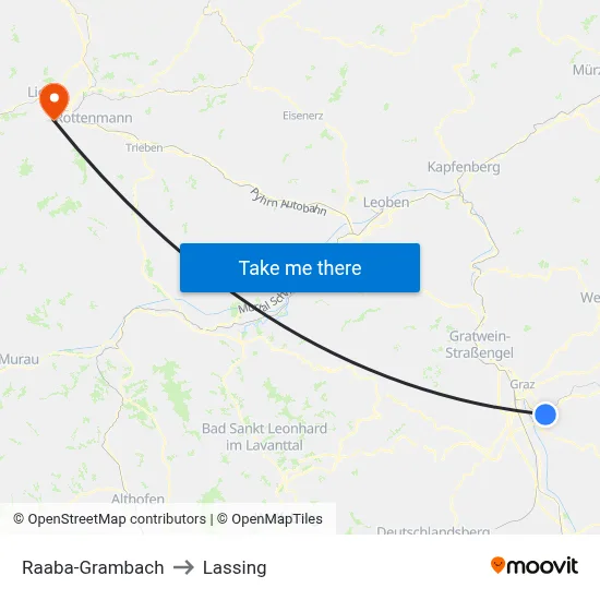 Raaba-Grambach to Lassing map