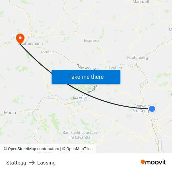 Stattegg to Lassing map