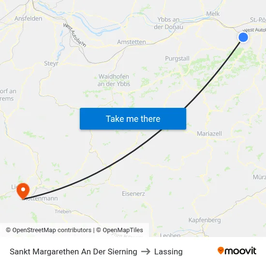 Sankt Margarethen An Der Sierning to Lassing map