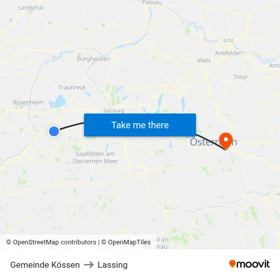 Gemeinde Kössen to Lassing map